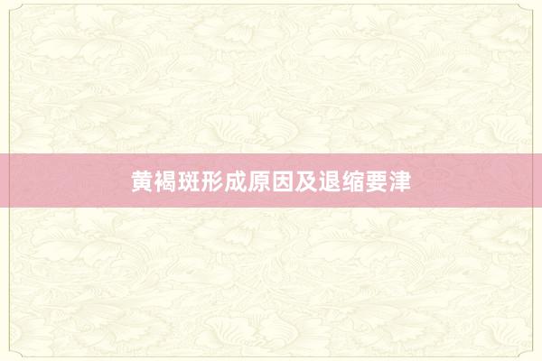 黄褐斑形成原因及退缩要津